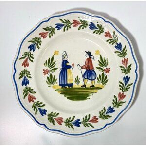 Vintage Brittany by Longchamp Dinner Plate Man Woman Couple France 10"